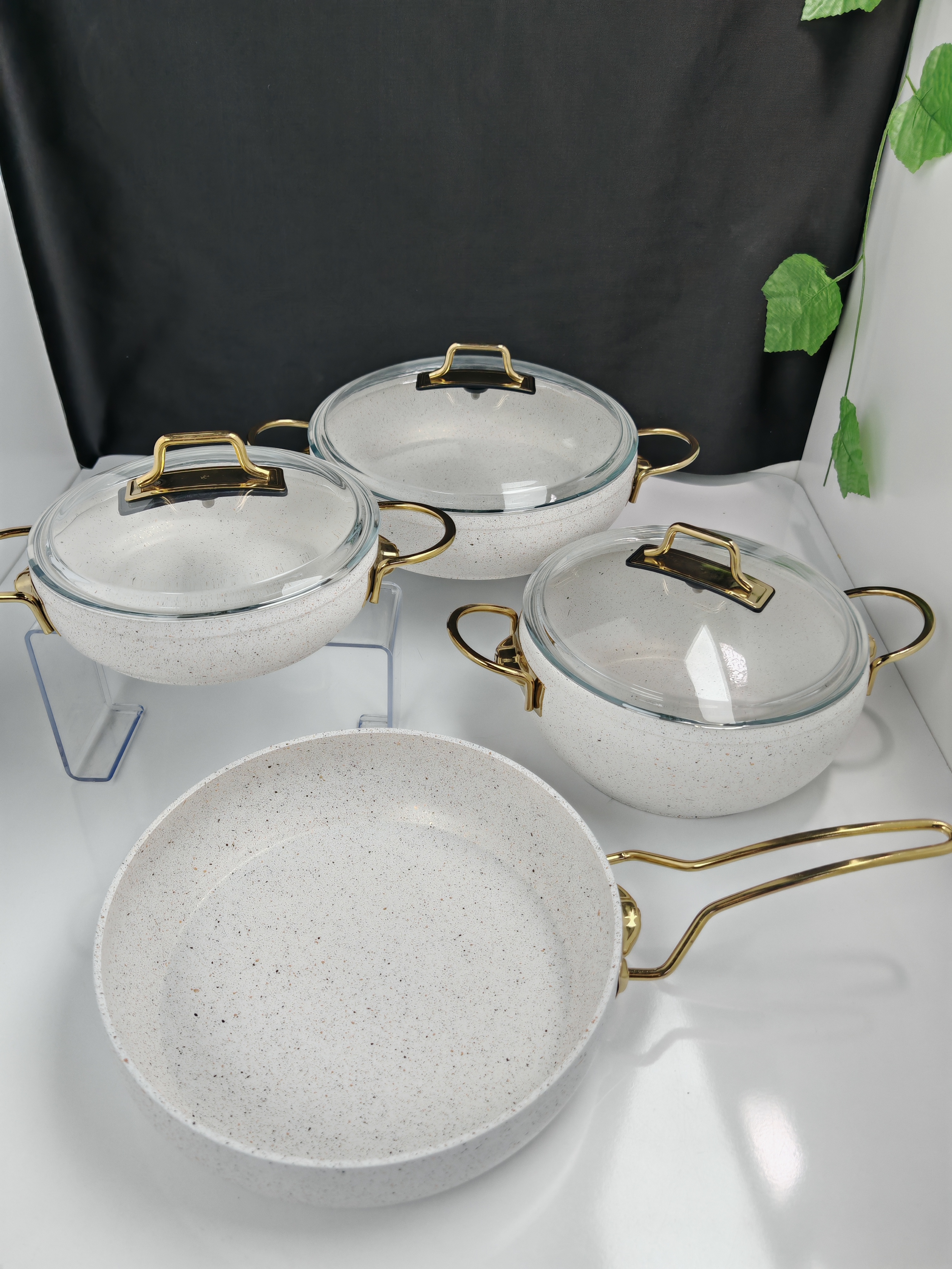 7 Parça Yanmaz Yapışmaz Granit Tencere Seti