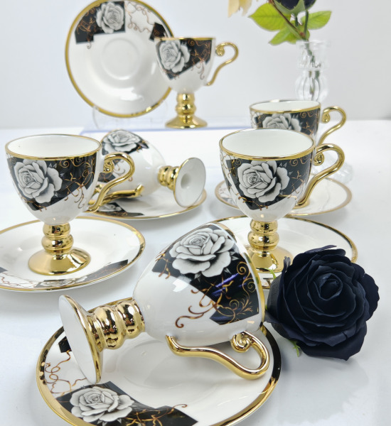 6 Kişilik Ayaklı Modern Kahve Fincan Takımı