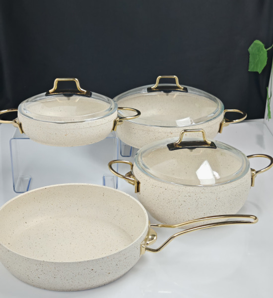 7 Parça Granit Yanmaz Yapışmaz Tencere Seti